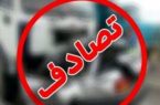 تصادف سواری ۲۰۶ با اتوبوس بی آر تی در بزرگراه چمران تهران